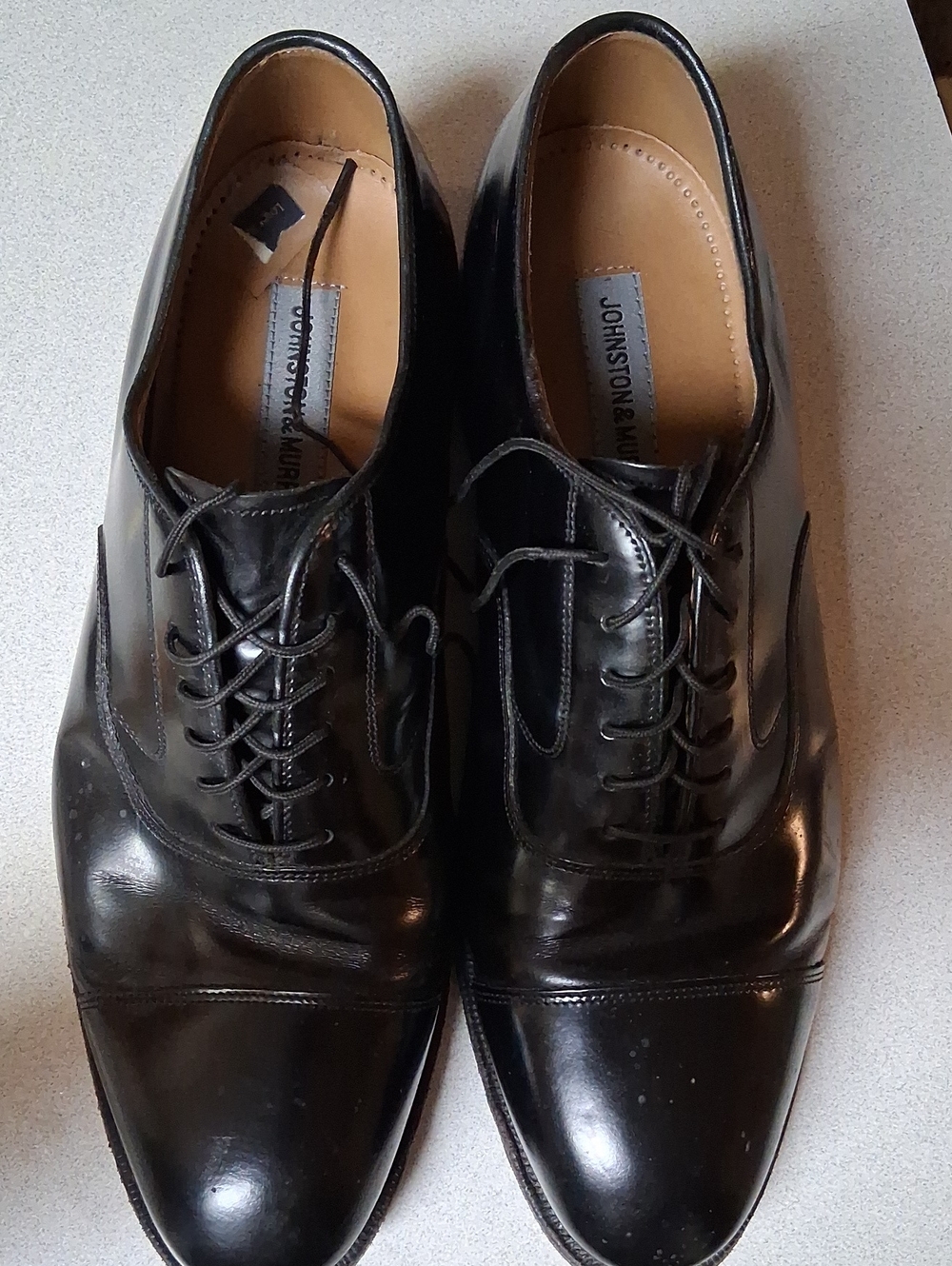 Mens Johnston & Murphy Black Leather Cap-Toe Oxfords Size 10D/B